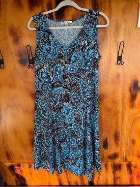 Studio Works Black and Blue Paisley Sleeveless Dress